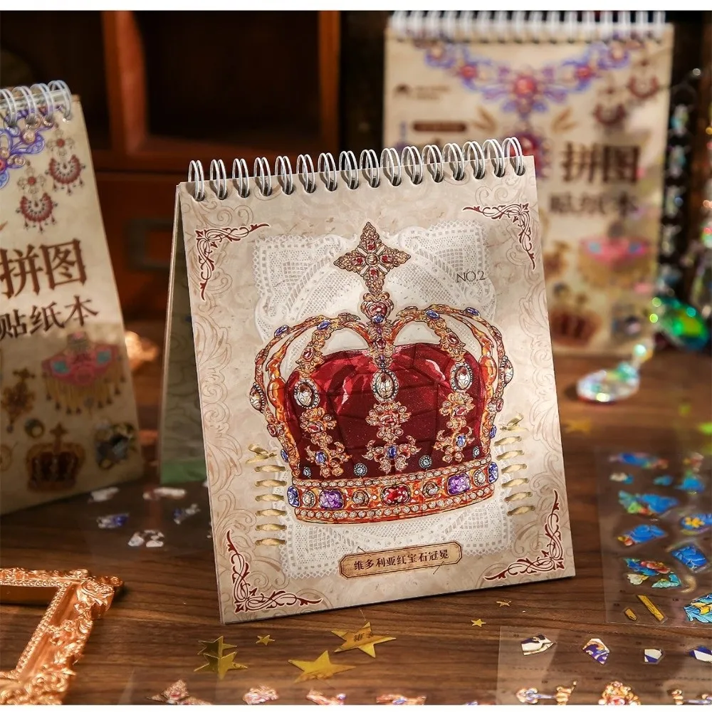 3D Gemstone Collage Jewelry Landscape Stickers Vintage Gorgeous Luxurious Gemstones Jewelry Restoration Collection