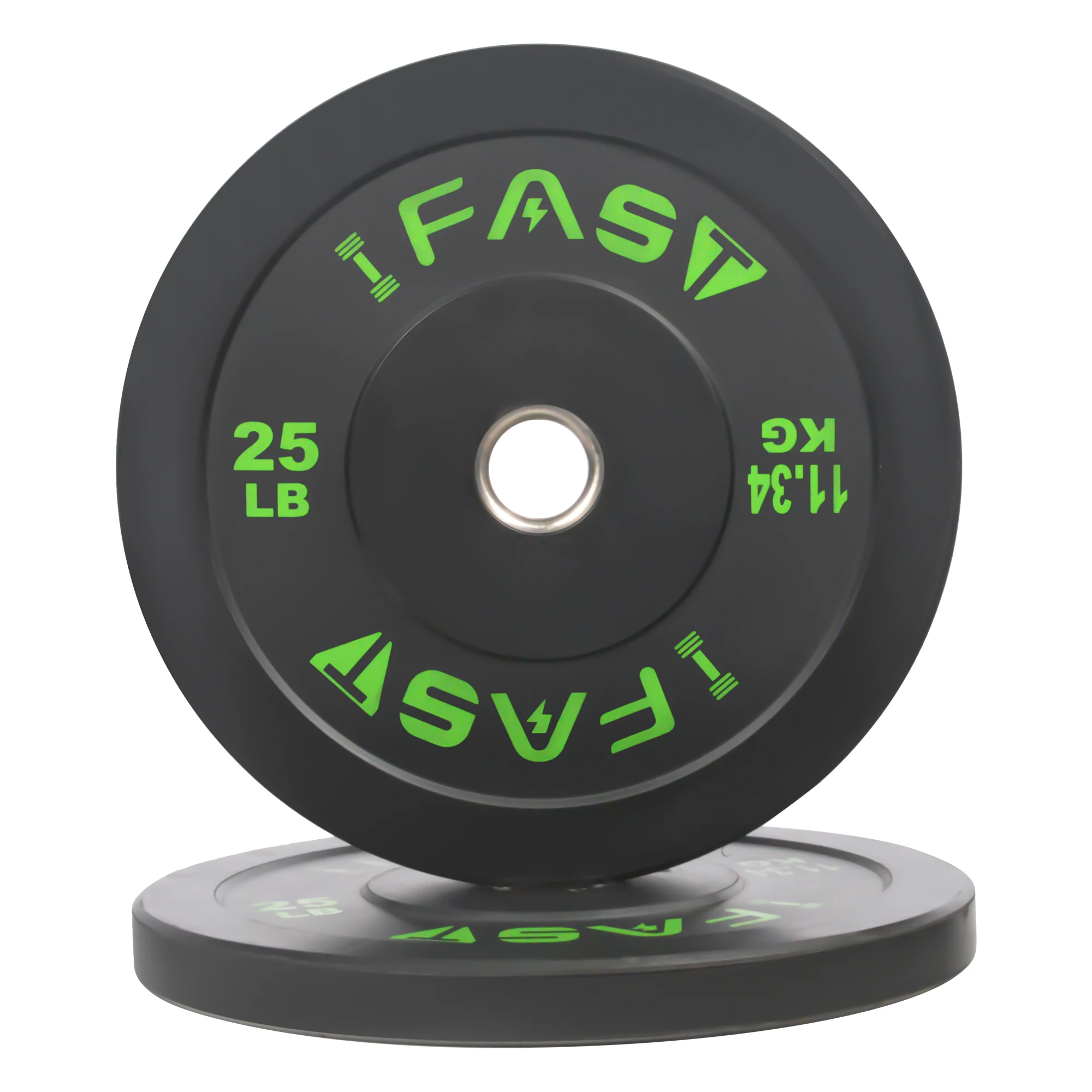 Weight Plates, Rubber Bumper Plates, 2 Inch Steel Insert 25lb Bundle Options Available for Home Gym Strength Training