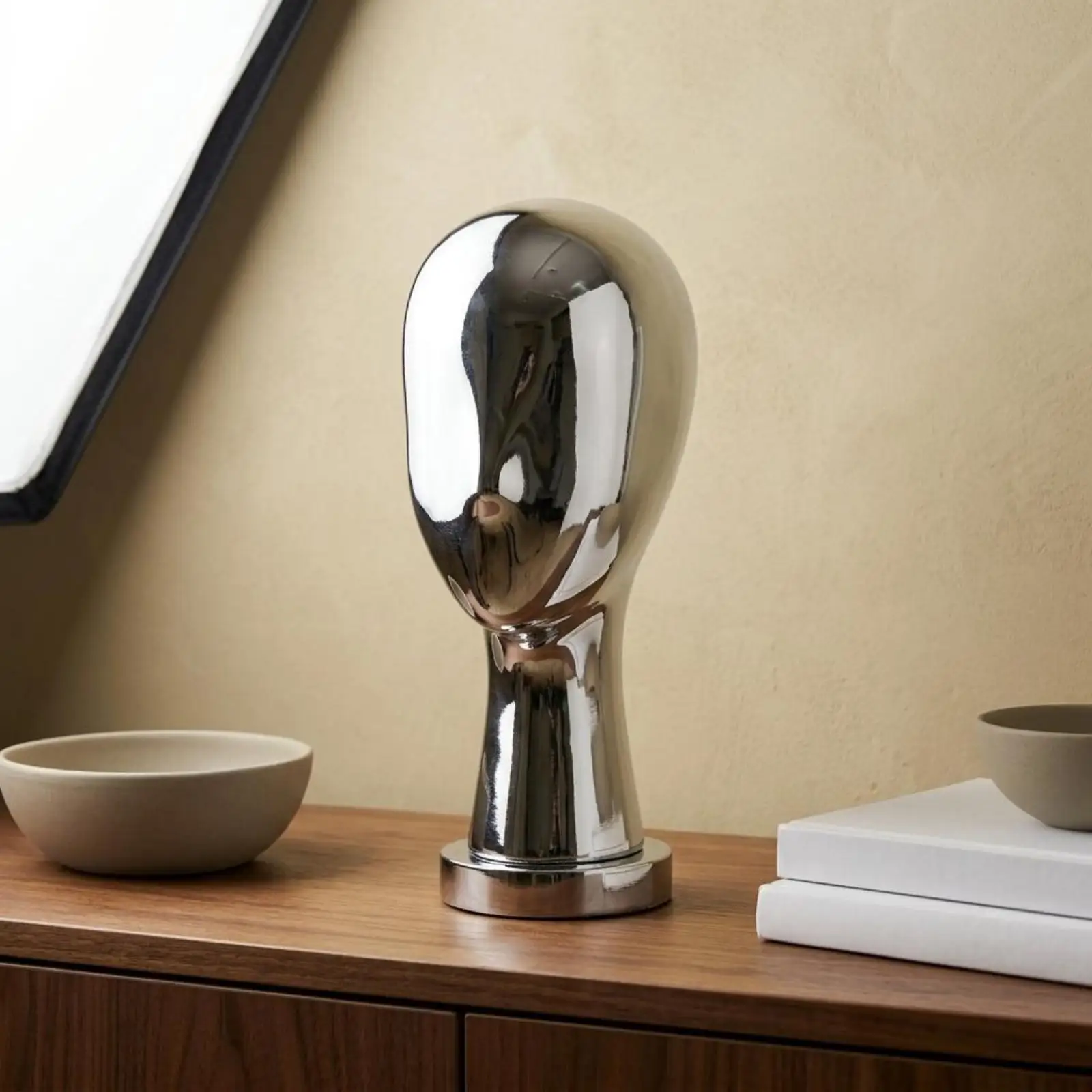 Mannequin Head Luxury Look Silver Head Bust Modern Style Table Ornament Display Stand
