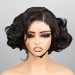 Pixie Cut Short Curly Wigs for Women Human Hair 4x4,13x4 Transparent Lace Front Wigs Pre Plucked with Baby Hair 8 Inch Natural