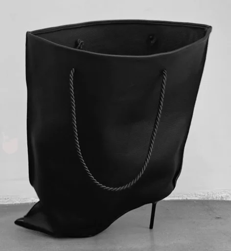 Black/red pocket sexy leather mid calf boots Women's pointy toe pull on pointy toe luxury designer 2025 winter new party shoes