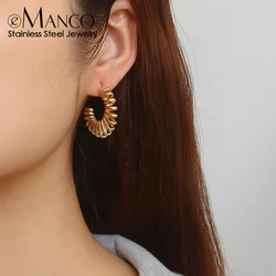 eManco Stainless Steel Art Deco Style Hoop Earrings Spiral Geometric Element Daily Commute Date Social Occasions Wear Jewelry