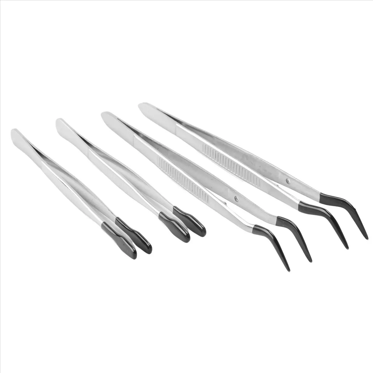 【Limited Offer】4 Pcs of Rubber Tip Tweezers Set for Craft Laboratory Industrial Hobby Tweezers Pliers Jewelry Stamp Plastic Box