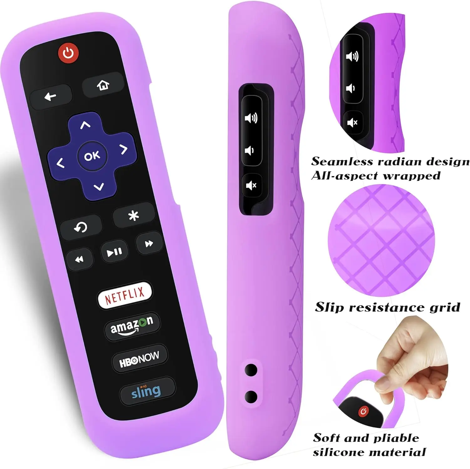 3PCS Silcone Remote Control Cover for Roku TV Express 4K+ HD Streaming Stick 4K Premiere Soundbar Streambar LE SE Remote