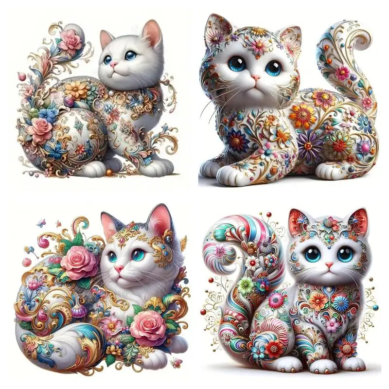 

CHENISTORY Full Diamond Painting Flower Cat Diamond Mosaic Beads Embroidery Animals Crafts Rhinestone Pictures Wall Decoration