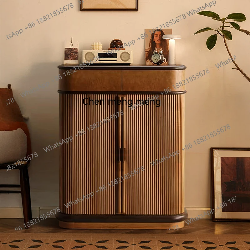 

Medieval solid wood shoe cabinet double door entry large capacity multi-layer shoe cabinet storage French side cabinet