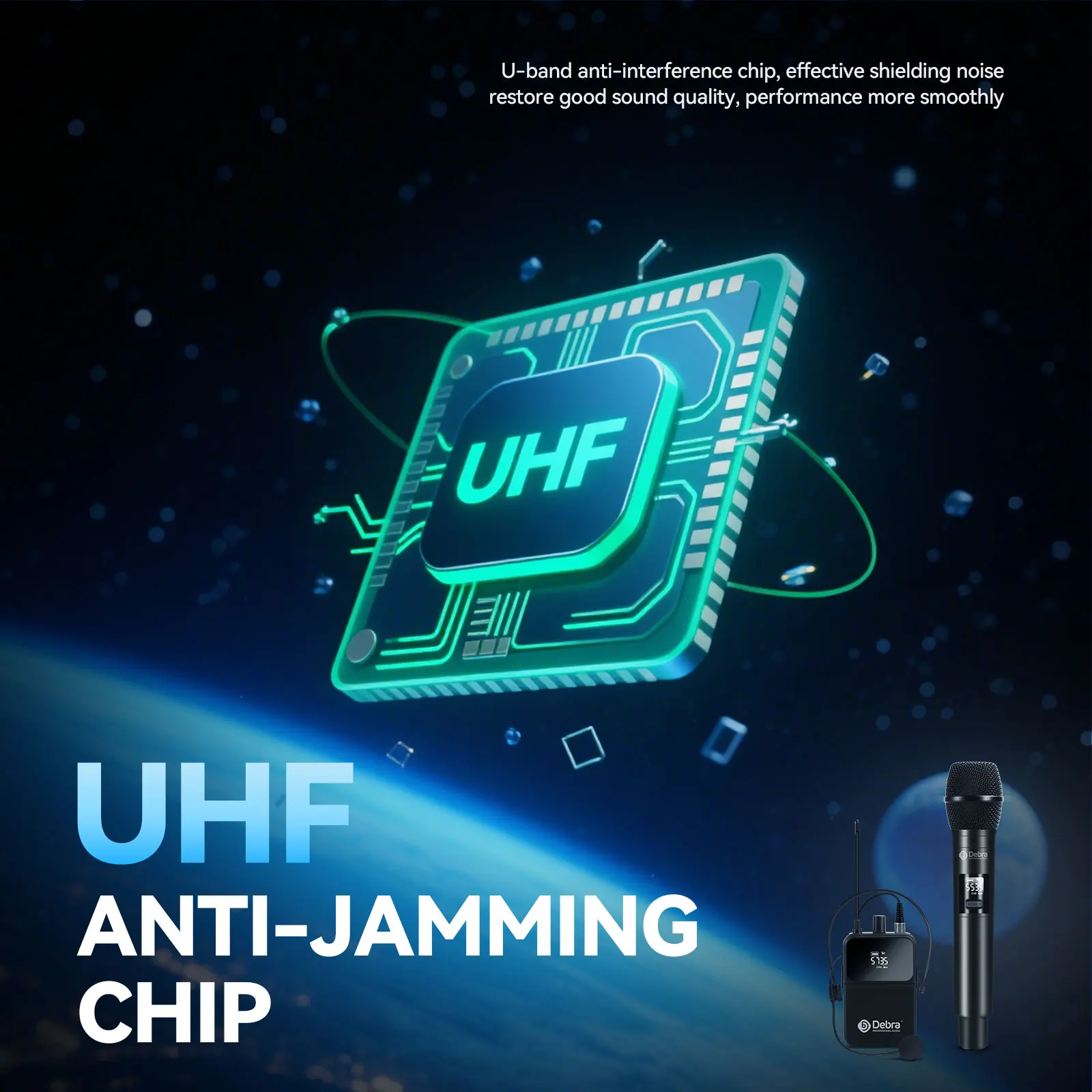 نظام ميكروفون لاسلكي محمول باليد من Debra DU-8008، UHF 8 قنوات، اقتران التردد التلقائي، مناسب للمؤتمرات والاستضافة #4