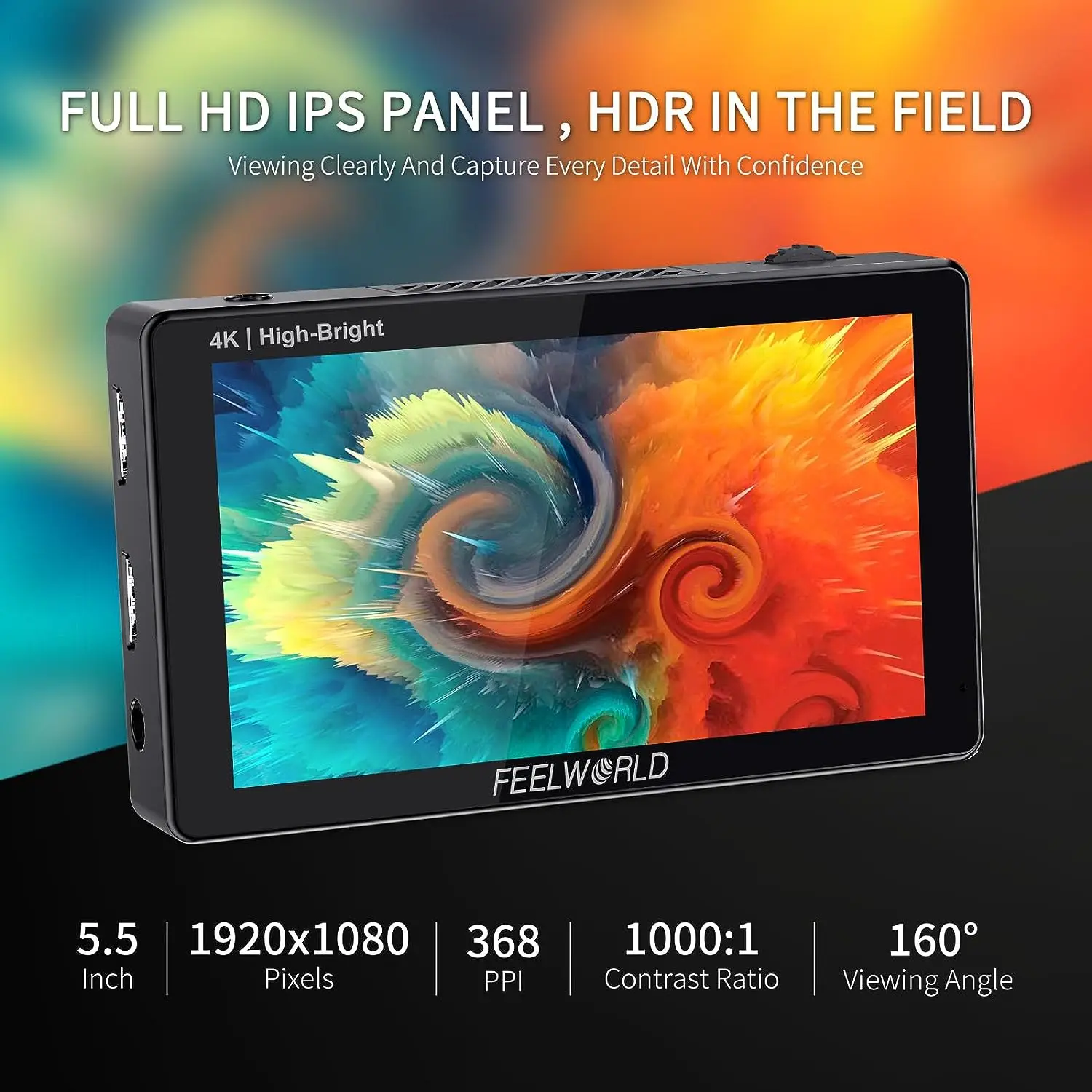 FEELWORLD LUT5E 5,5-дюймовый яркий сенсорный экран 1600-ниточек DSLR-камера Полевой монитор Датчик освещенности HDR 3DLUT 1920X1080 IPS-панель