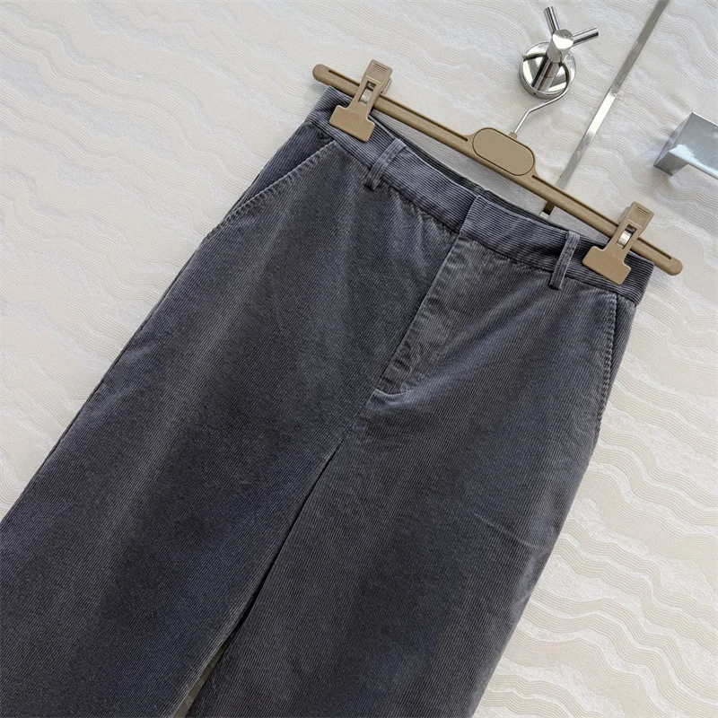 women's pants New winter 2026 high waisted slim fit straight leg pants corduroy pure cotton women's suit pants y2k casual pants