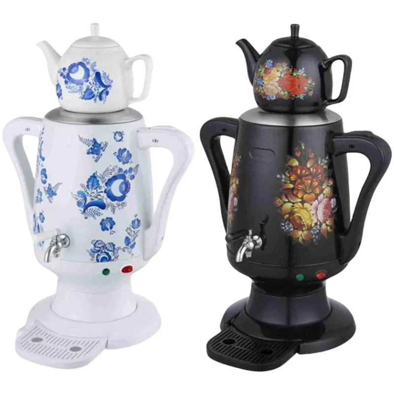 Wasserkocher-Anzug, Edelstahl, 4 l, Teebereiter und 1 l Keramik-Teekanne, schnell erhitzender Kessel, türkischer Topf, Samowar-Töpfe, Teekannen-Sets