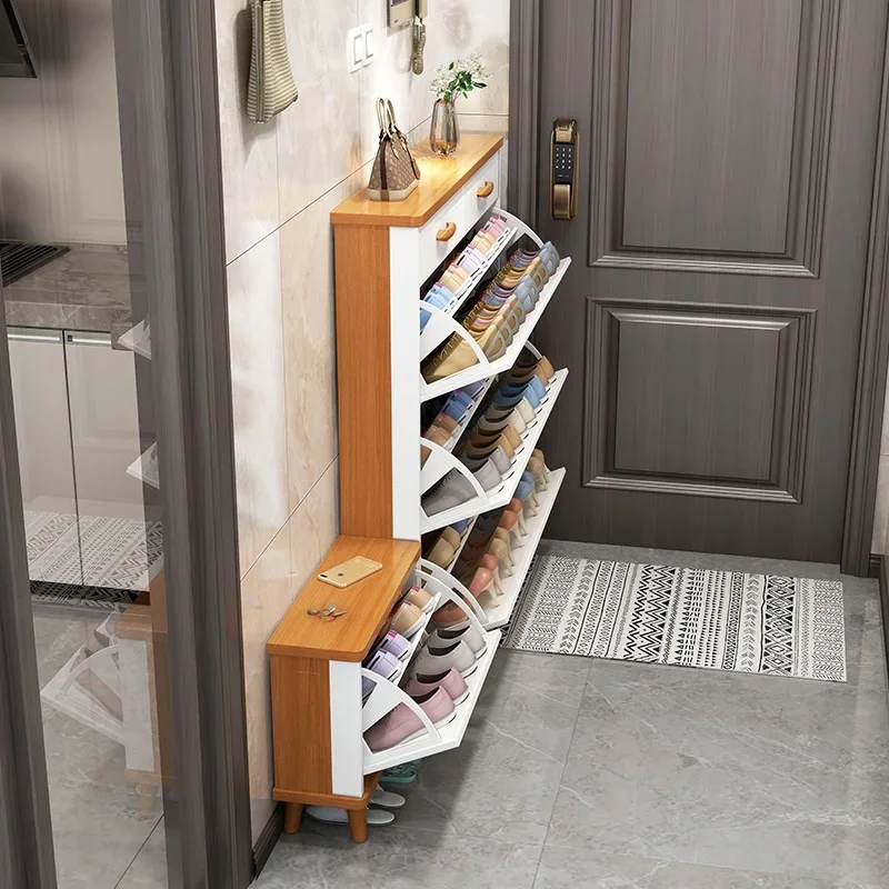 Wooden Distinctive Reliable Narrow Metal Shoe Cabinet Compact Classic Black Luxury Durable Shoe Cabinet Zapatero Room Furniture