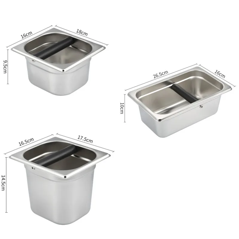 Coffee Knock Box Stainless Steel Espresso Dump Bin for Barista Coffee Grind Anti-slip Espresso Knockbox Coffee Grounds Bucket