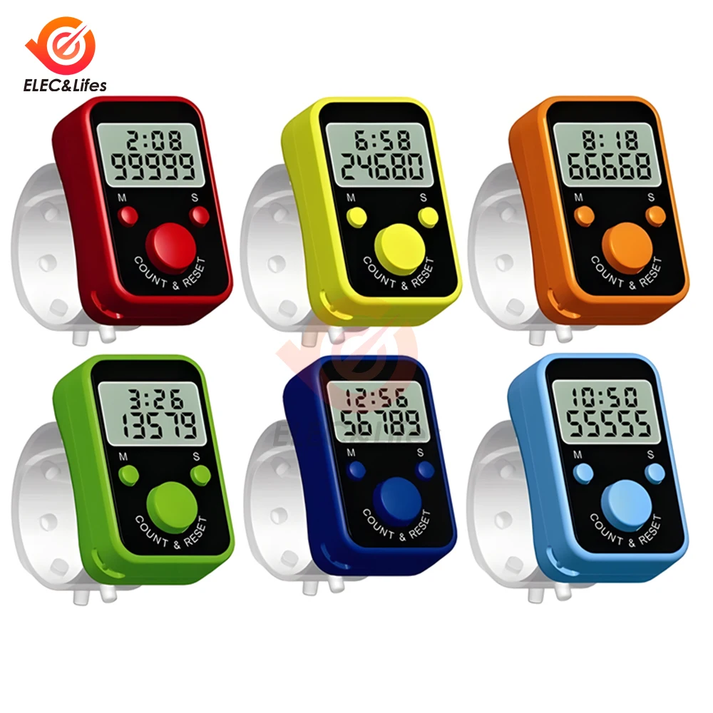 5 pçs mini contador de dedo lcd display digital elétrico com luz tempo contador ponto marcador costura tricô tecer buda