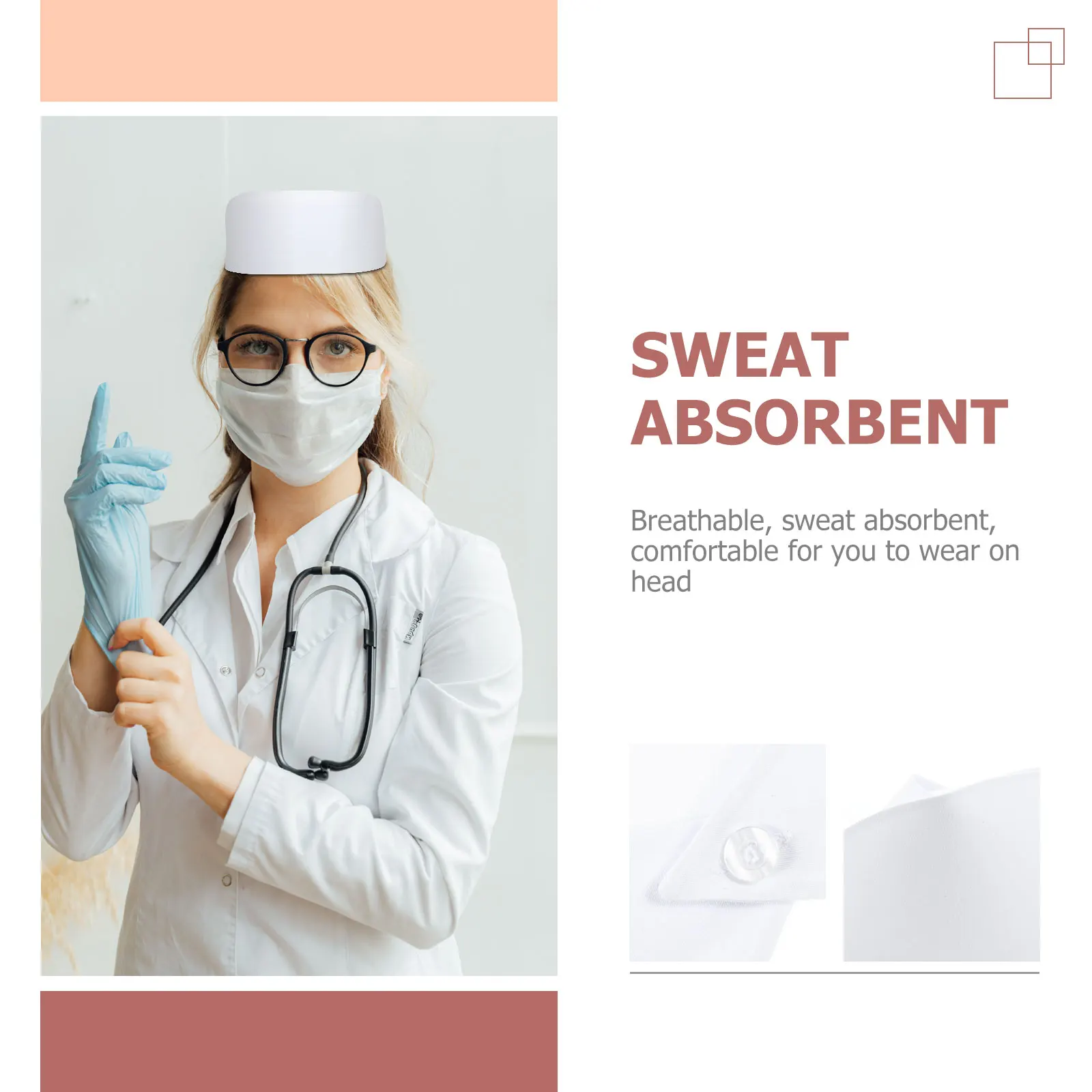 

Adult Size Thin Nurse Hat for Women Sweat Absorbent Breathable Comfortable Headband Deodorant Mildew