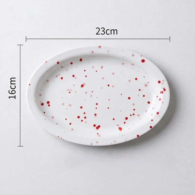 Household Splash Ink Ceramic Plate Korean Style Ins Flat Under Glazed Porcelain Tableware Fruit Salad Bread Cake Plates