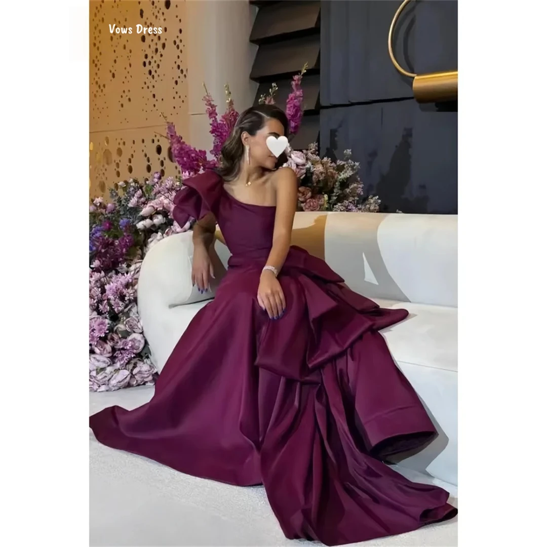 

Vows Elegant Women's Dresses for Wedding Party Dresses Woman 2025 Satin Cloth Luxury Prom Dress Claret Custom Made Line A Gala