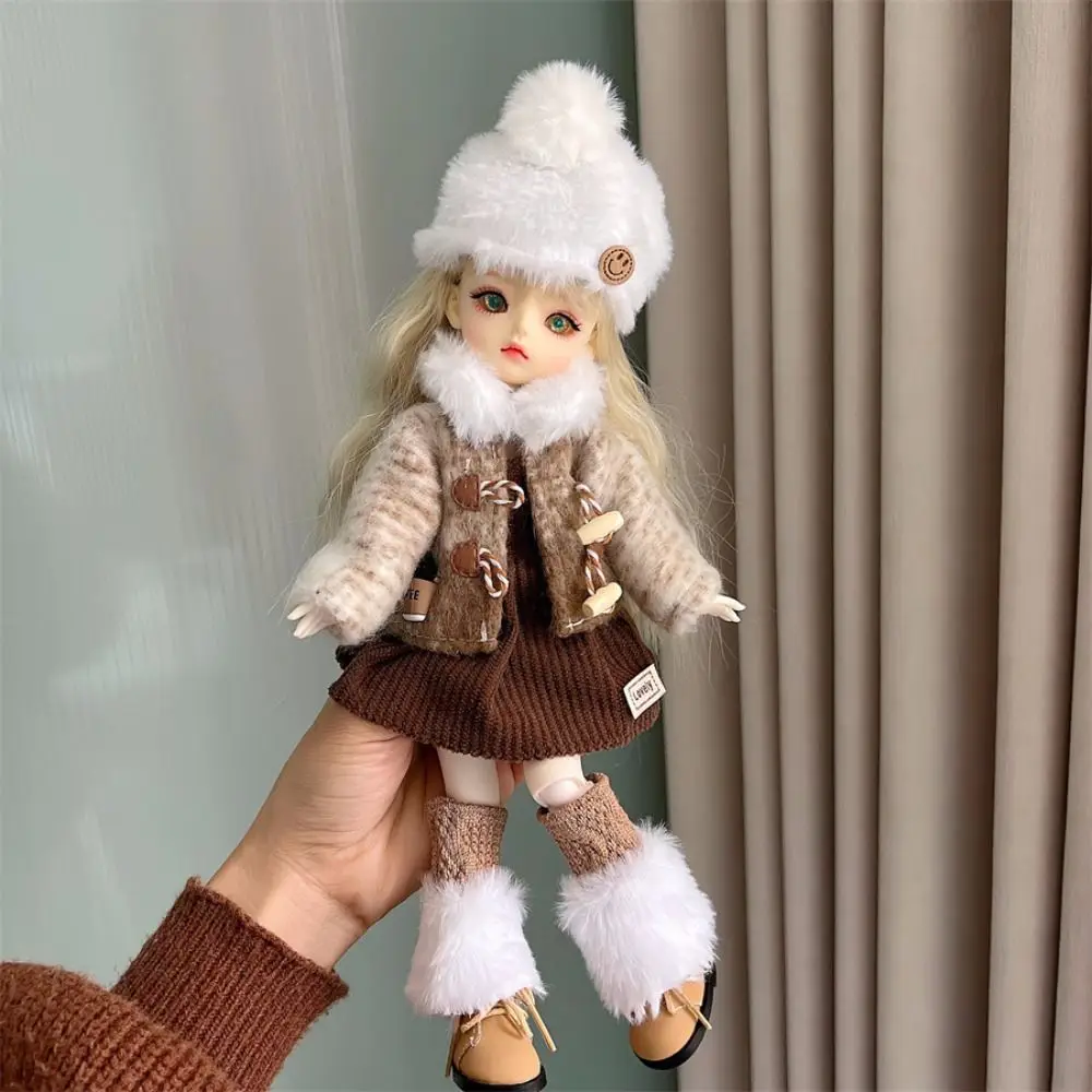 30cm Doll Clothes 1/6 BJD Doll Fashion Outfit Set Pretty Dress Hat Winter Coat Girl Toy Gift Doll Accessories Holiday Gift