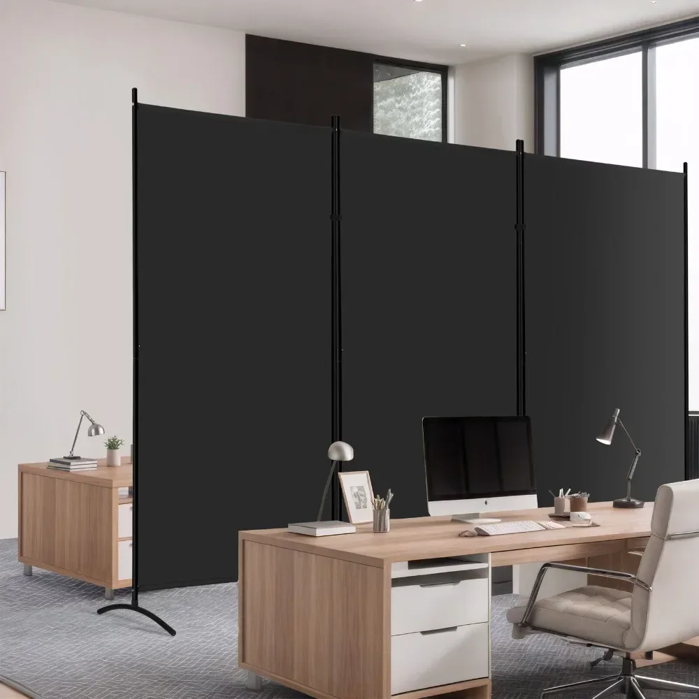 3 Panel Privacy Screen 6 Ft Folding Partition Room Dividers Freestanding Black