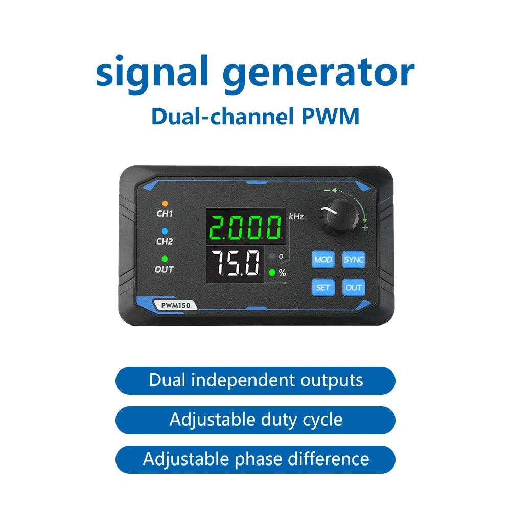PWM150 Dual-channel Signal Generator Servo Motor Driver Frequency Meter Adjustable Square Wave,Pulse Wave,Frequency,Duty Cycle