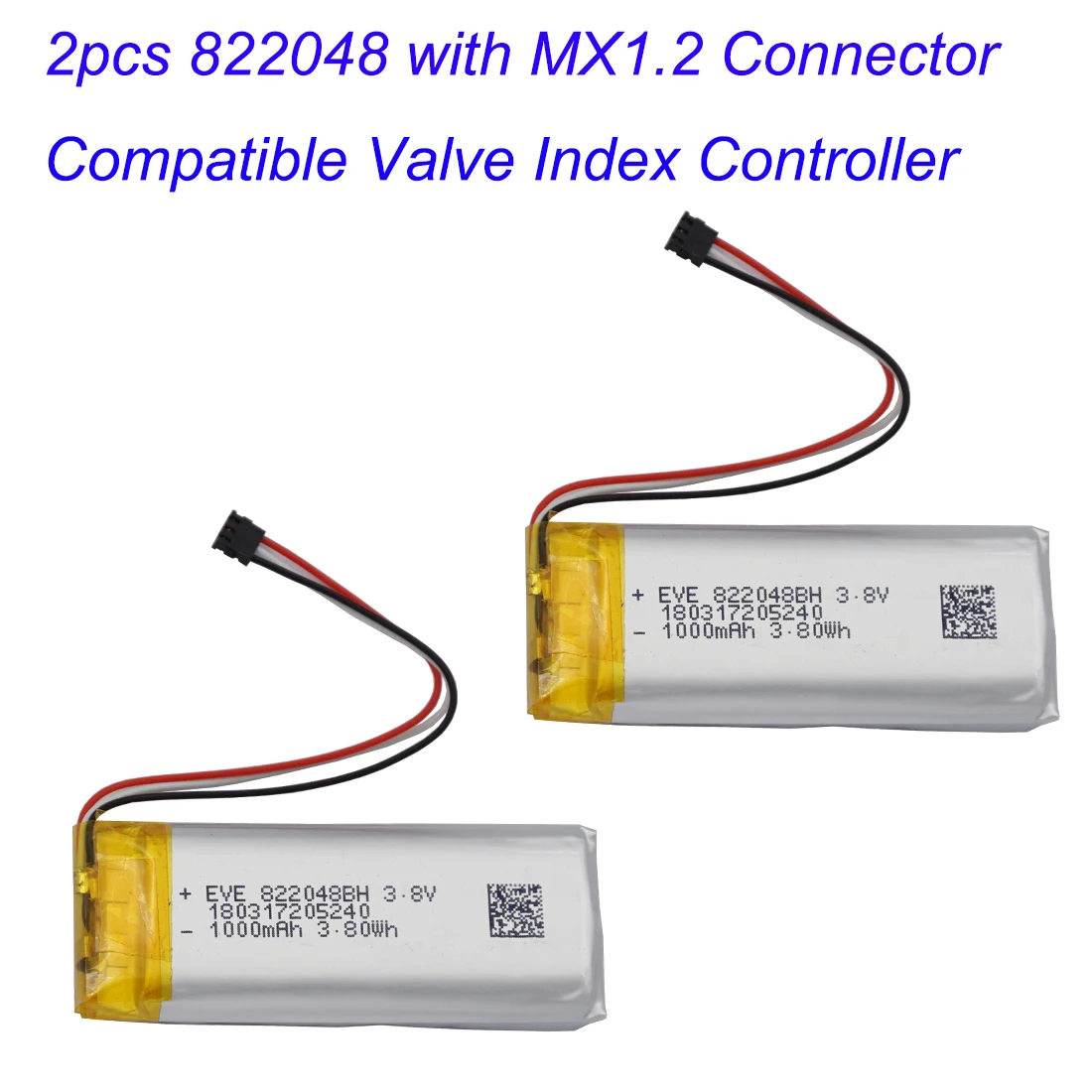 2pcs 3.8V 1000mAh 3.8Wh 822048 JST MX1.2 plug NTC Thermistor Replacement Lipo Rechargeable Battery For Valve Index Controller