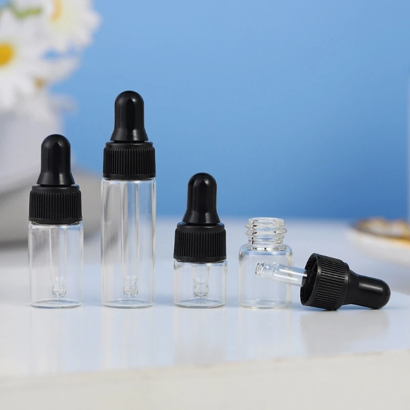 

1ml/2ml/3ml Refillable Clear Mini Empty Glass Dropper Bottle Travel Liquid Dispenser for Essential Oil