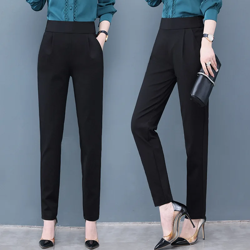 السراويل البدلة النسائية ربيع الخريف تسع نقاط سليم صالح تنوعا الحريم السراويل عالية الخصر السراويل المستقيمة