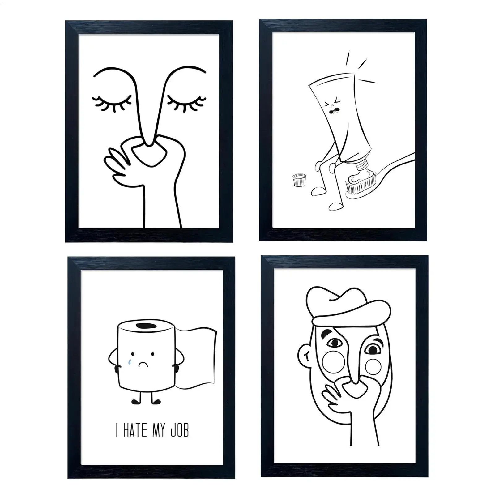 Lustige Badezimmer-Wanddekoration, 30 x 40 cm, ungerahmtes Poster, humorvolle Bilder mit knellenden Nasen für Zuhause, Büro, Hotel, Dusche, Toilette, Waschraum