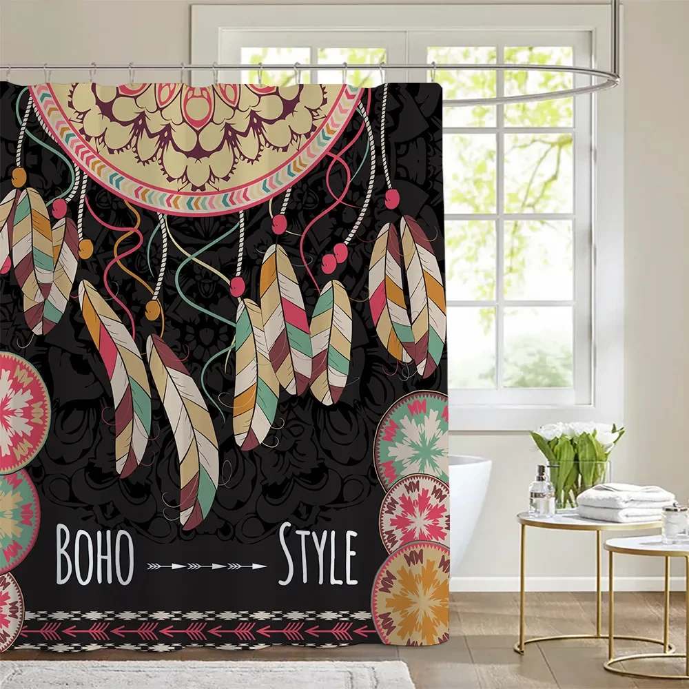 

Bohemian Dream Catcher Pattern Shower Curtain Polyester Waterproof Bathroom Curtain with Hooks Bathroom Decor Bathtub Screen