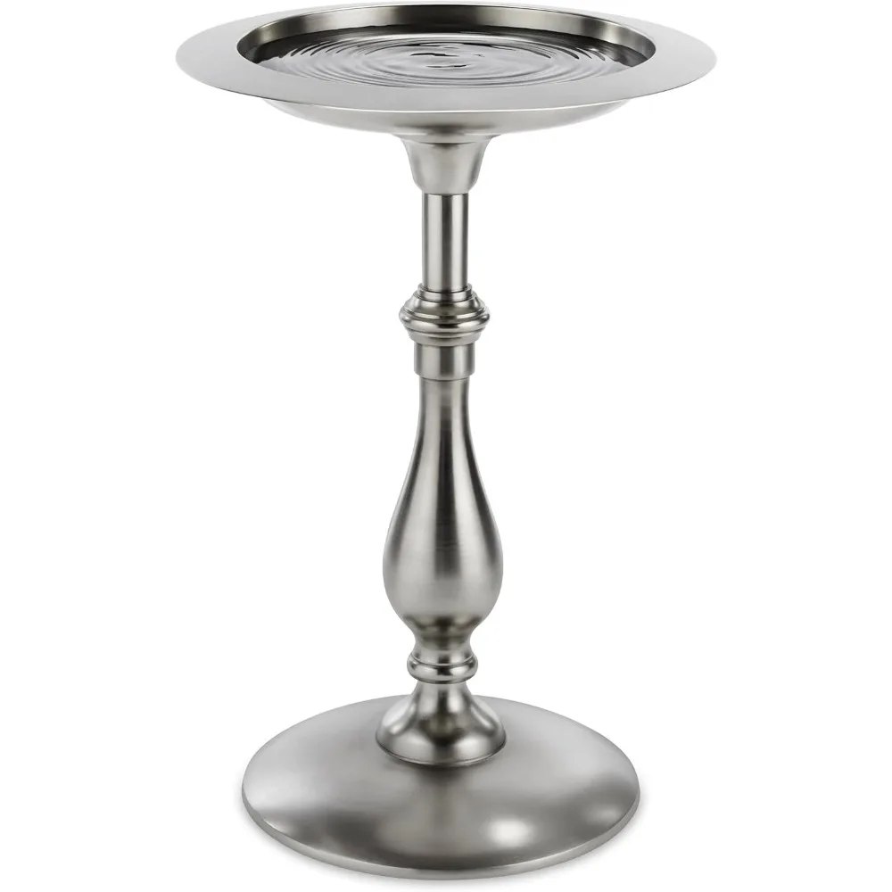 Baño de pájaros independiente con pedestal de peltre clásico para patio exterior, patio exterior, jardín, baño de pájaros de buenas direcciones, Hummi