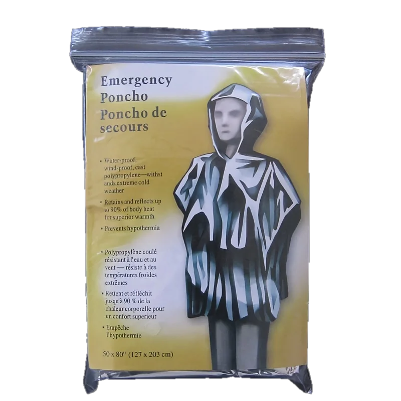 

4pc Green Reversible Emergency Survival Poncho with Hood, 100x130cm Thermal Mylar Foil Coating Blanket Waterproof Windproof Port
