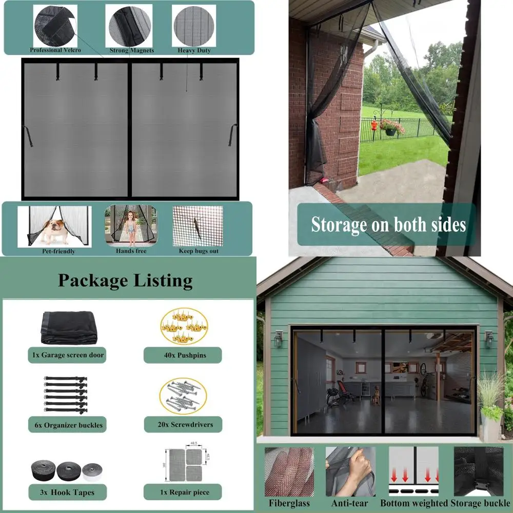 

Выдвижной экран для гаражных ворот из стекловолокна длиной 11x7 футов, прочный, приятный для домашних животных, утяжеленная нижняя сетчатая занавеска