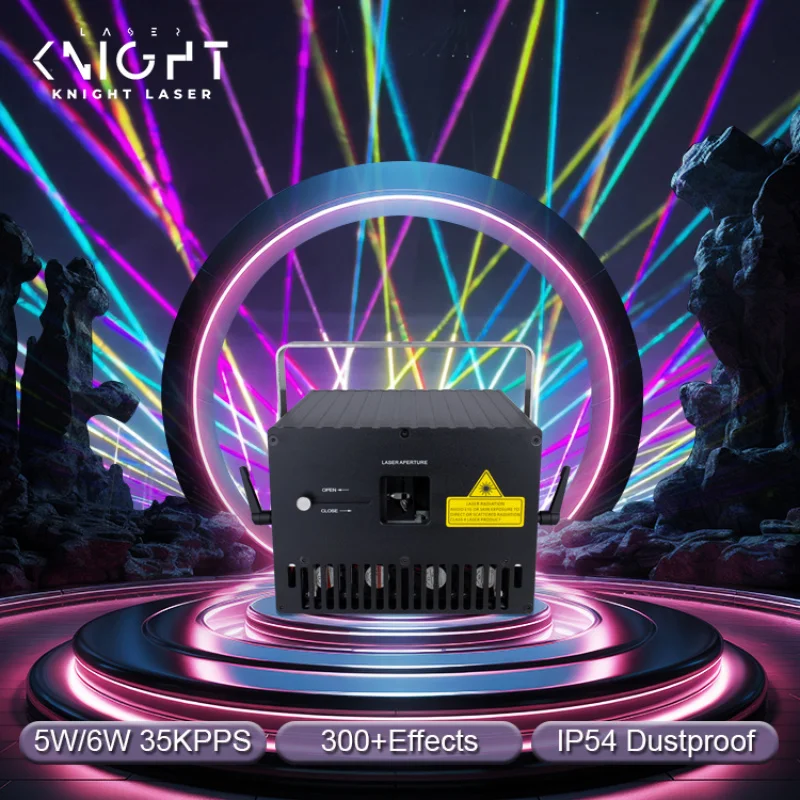 

Проектор лазерного света Knight 6W RGB с полноцветной анимацией для концертов, высококачественный