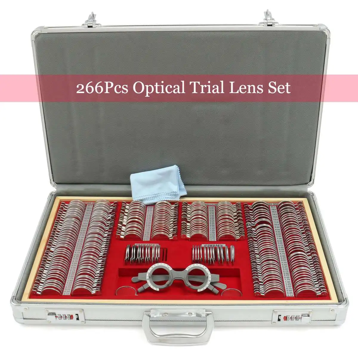 Optometry Test Optical Trial Lens Set, Metal Rim, Aluminium Case, Optical Tool, Eye Testing, Trial Frame Glasses