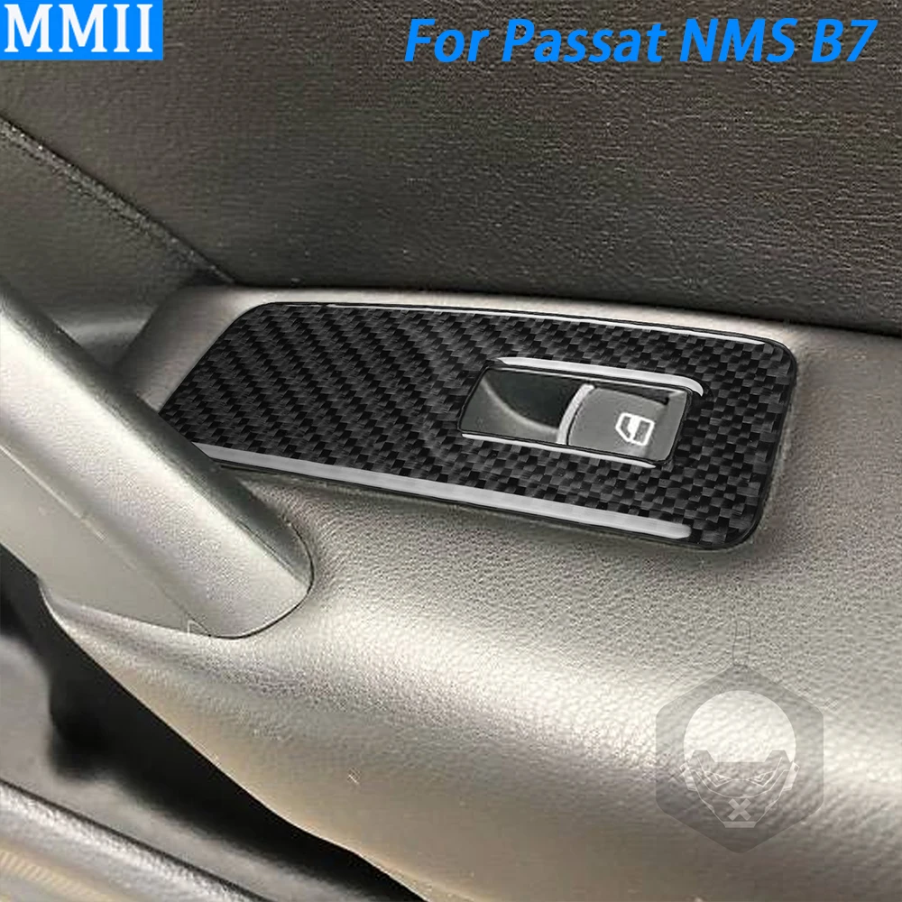 

For Volkswagen Passat NMS B7 2012-2019 Real Carbon Fiber Window Lift Control Panel Trim Cover Car Interior Accessories Sticker