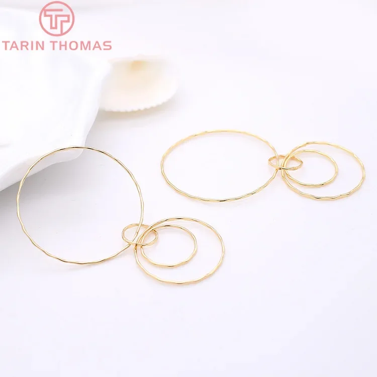 

(2126)4PCS 35x70MM 24K Gold Color Brass Rounds Earrings Charms Pendants High Quality DIY Jewelry Making Findings