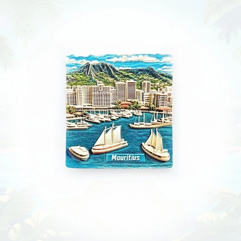 Mauritius Port Louis Fridge Magnet - Vibrant 3D Harbor City Souvenir Unique Island Capital Gift for Travel & Tropical Decor