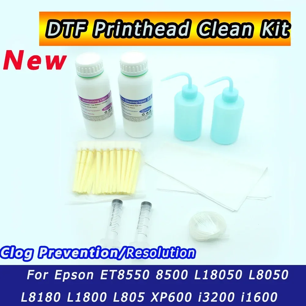 

DTF Print head Cleaning Solution Printhead Clean Kit Clean Sets For Epson ET-8550 L18050 L8050 L8180 L1800 L805 XP600 i3200 8550