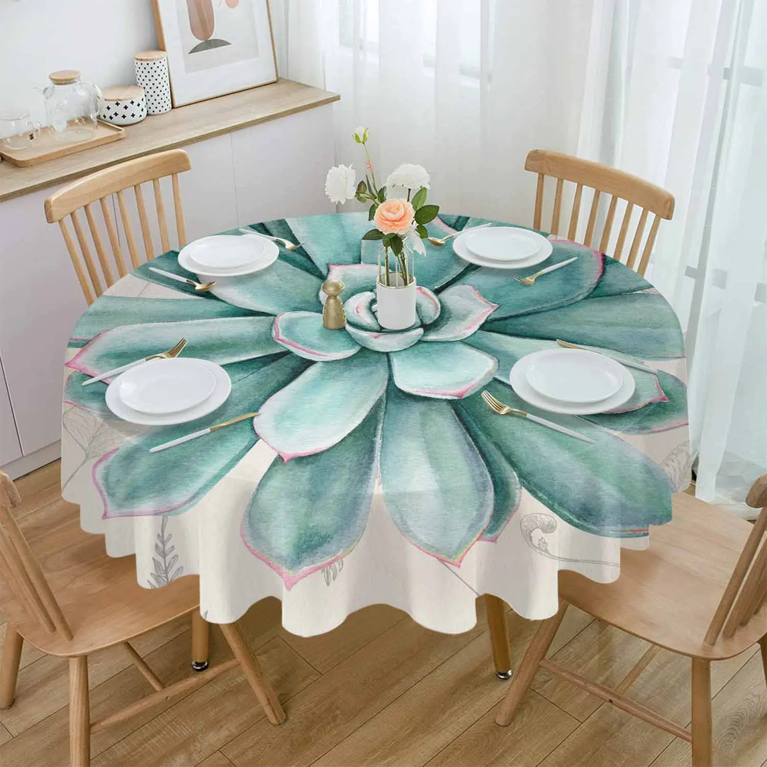 Vintage Succulents Waterproof Tablecloth Wedding Holiday Table Cloth Dining Table Cover Tea Table Cloth