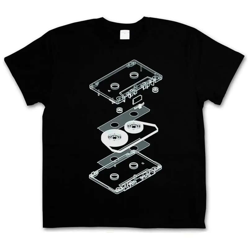EXPLOSION AUDIO CASSETTE T SHIRT Retro DJ MC Music Tape Player CD