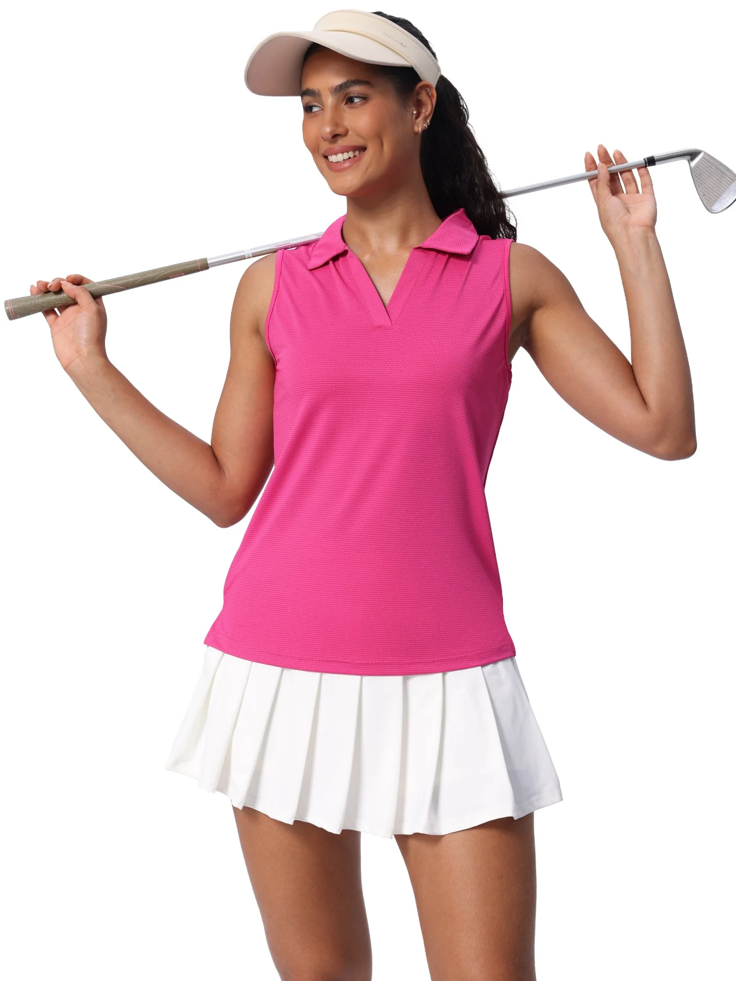 Camicie da golf senza maniche da donna UPF 50+ Polo da tennis ad asciugatura rapida Canotte sportive leggere e atletiche