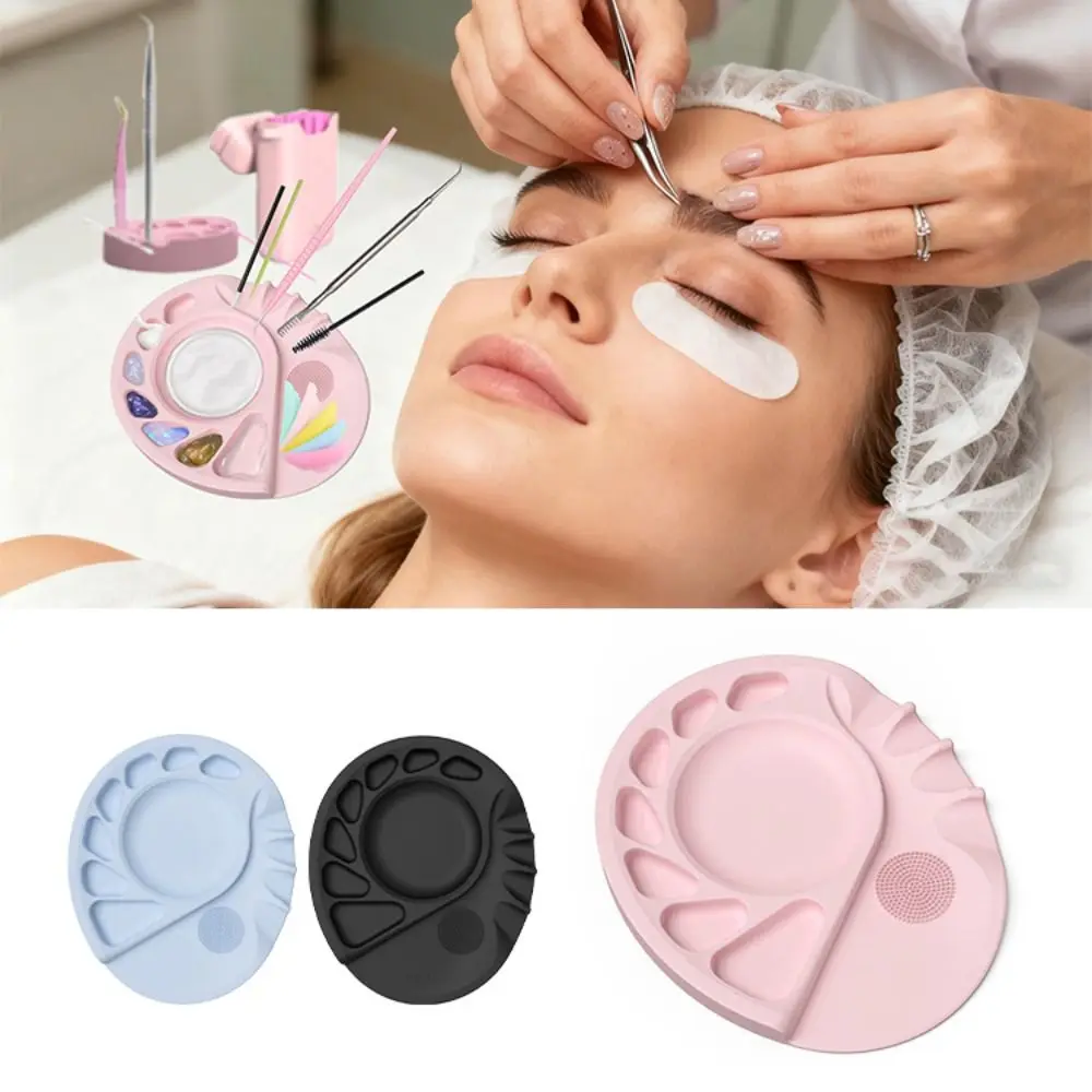 Palet Alas Bedak Silikon Tahan Lama Multifungsi Palet Alas Bedak Dapat Digunakan Kembali Palet Kecantikan Mudah Dibersihkan Nampan Palet Kecantikan Wanita Anak Perempuan