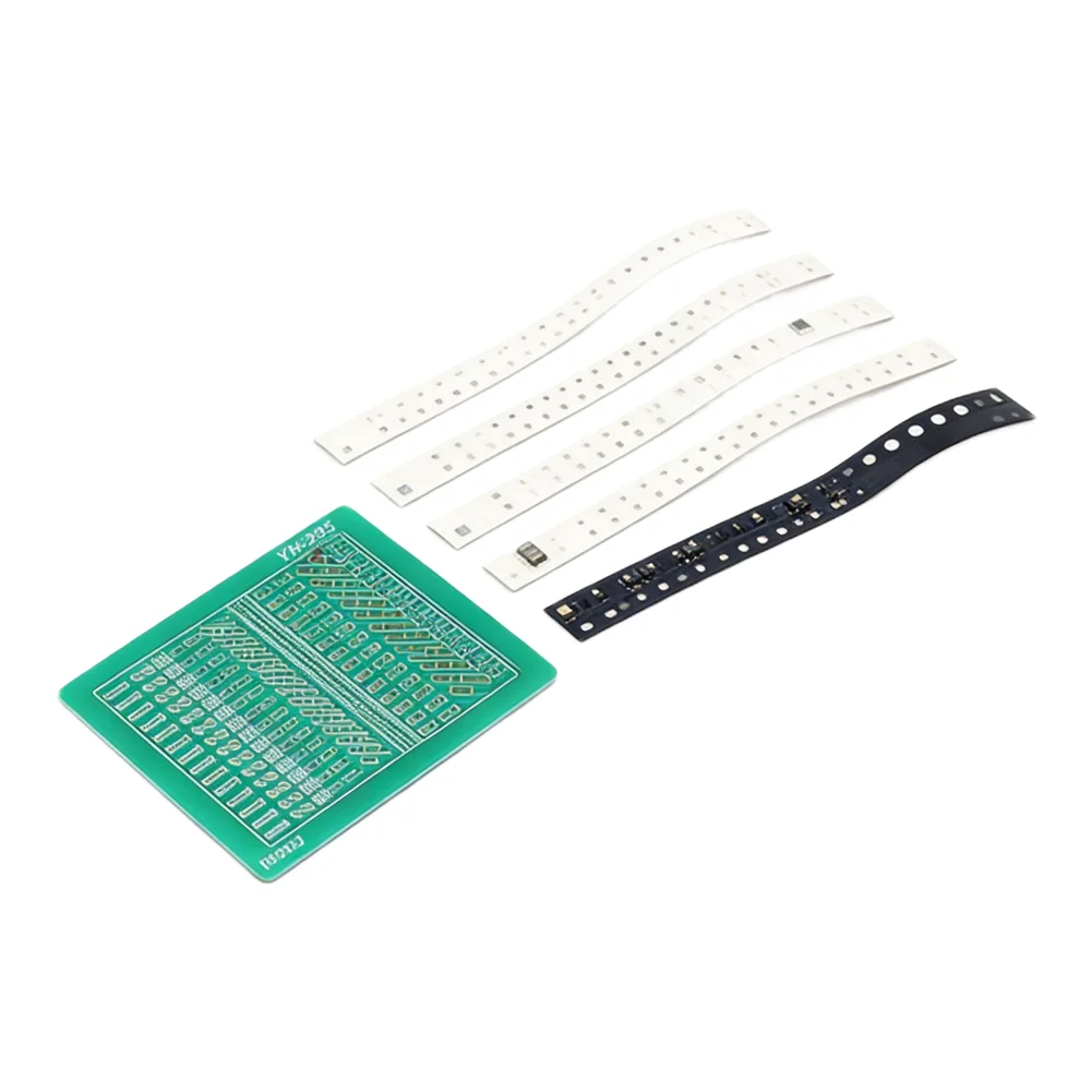 For SMD Soldering Practice Kit for Electronics Enthusiasts Featuring 0805 0603 0402 Resistors and Red LEDs on Green PCB Board