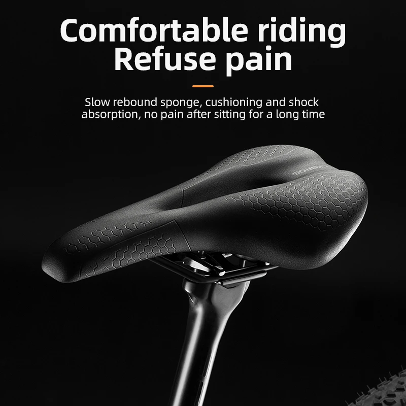 ROCKBROS Bicycle Saddle Shock Absorbing Racing Saddle Breatheable Hollow Bicycle Cushion Seat Rainproof Foam Cycling Bike Seat