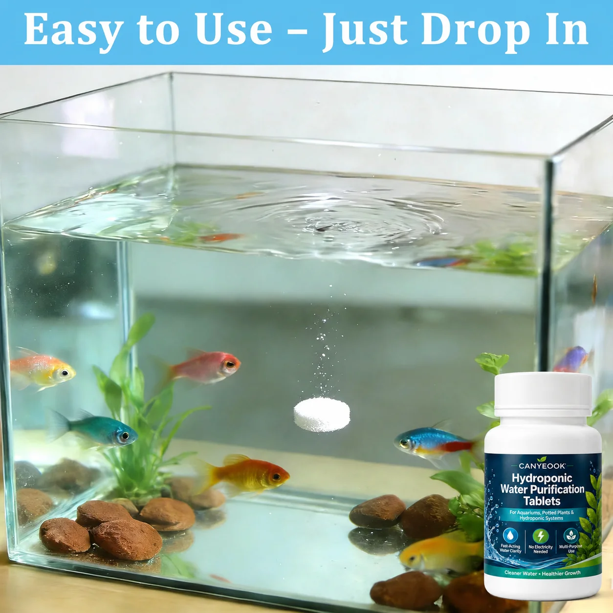 Aquarium Water Purifier Tablet Fish Tank Cleaner Fast Clarifying No Battery Needed Hydroponic Plant Water Treatment - view 5