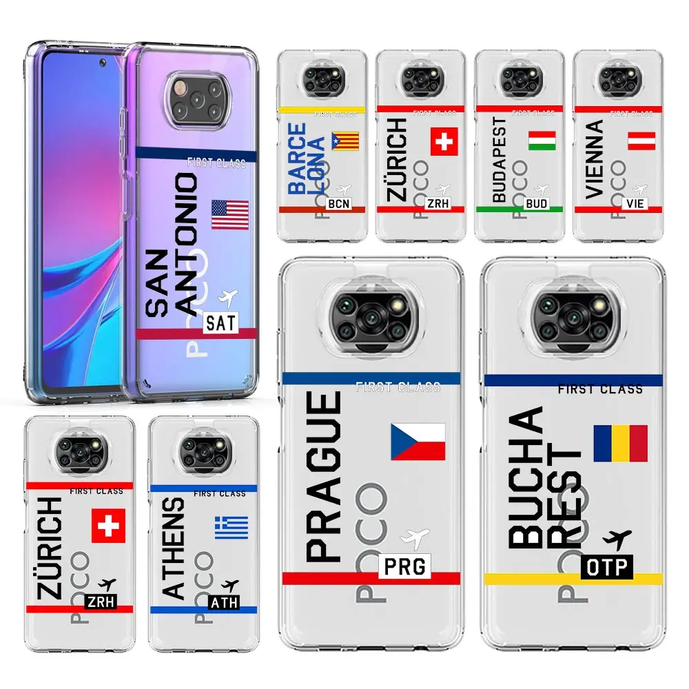 Travel Airplane Ticket Art Phone Case For Xiaomi Mi 12T 10 12 Lite 11 Ultra 11X 11T Pro Poco X4 X3 NFC F3 F4 M3 M4 Clear Cover