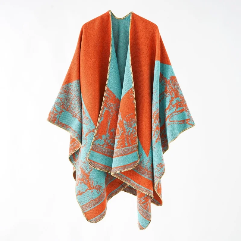 A woman\'s shawl printed with a warm cloak ethnic wind retro autumn and winter