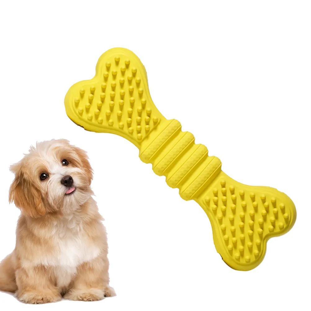 Bâton amusant pour aboyer, résistant aux morsures, forme d'os créative, jaune, taille L, pour chiens, jouet éducatif et interactif pour l'aboyer des molaires.