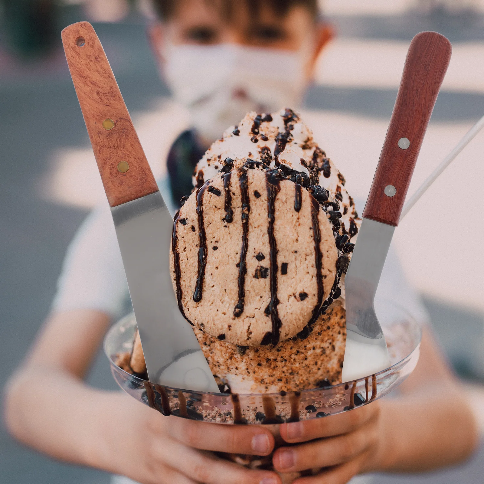 

2 Pcs Ice Cream Shovel Spoon Ball-digger Scooper Wooden Handle Fruit Practical Dessert Scoops