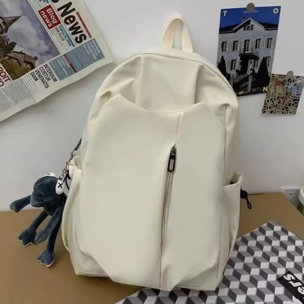 حقيبة ظهر عصرية مقاومة للأوساخ للكمبيوتر بسعة كبيرة بلون سادة حقيبة مدرسية للطلاب كاجوال بسحاب حقيبة كتف للسفر للنساء