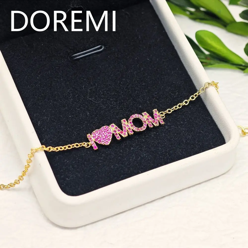 DOREMI-pulsera de regalo de joyería personalizada para madre, nombre personalizado, letras de tamaño de 6mm, pulsera colorida CZ